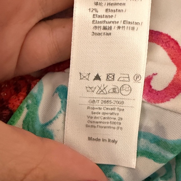 As Is Roberto Cavalli short sleeve stretch sheath dress with clasp - Picture 14 of 15